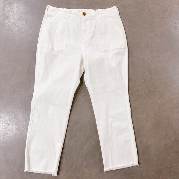 Gibson Latimer Womens High Rise Ankle Length Raw Hem Jeans Pants White Sz 18 NWT - Picture 1 of 10